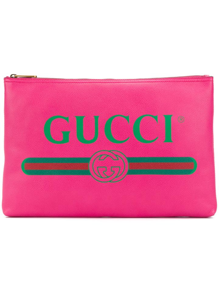 Gucci Gucci Print Portfolio Pouch - Pink & Purple
