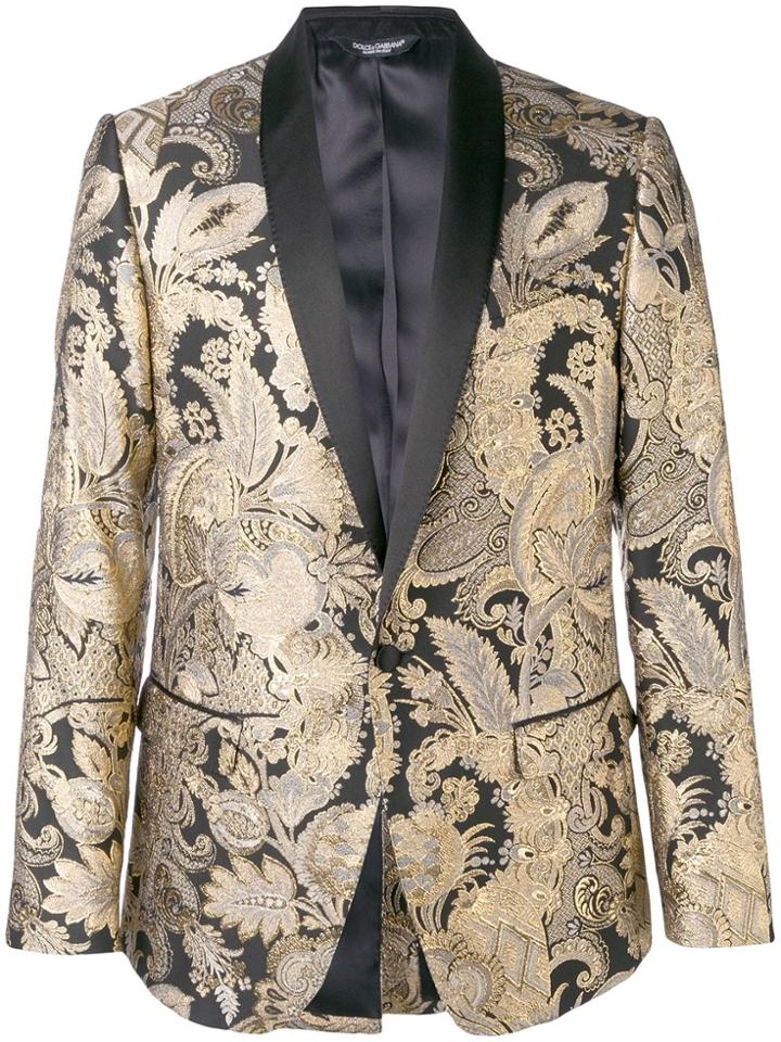 Dolce & Gabbana Jacquard Button Blazer - Gold