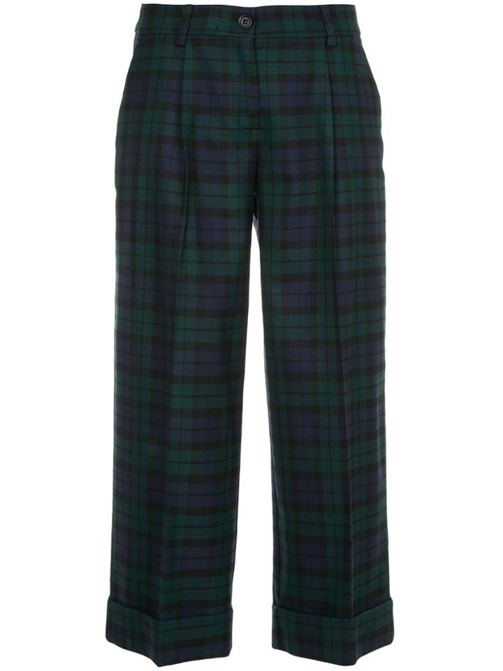 P.a.r.o.s.h. Cropped Checked Trousers - Green