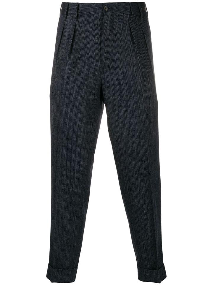 Pt01 Chevron Tapered Trousers - Blue