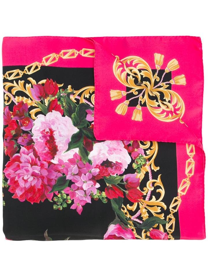 Dolce & Gabbana Floral Chain Scarf, Women's, Pink/purple, Silk