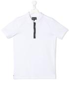 Emporio Armani Kids Teen Logo Zip Polo Shirt - White