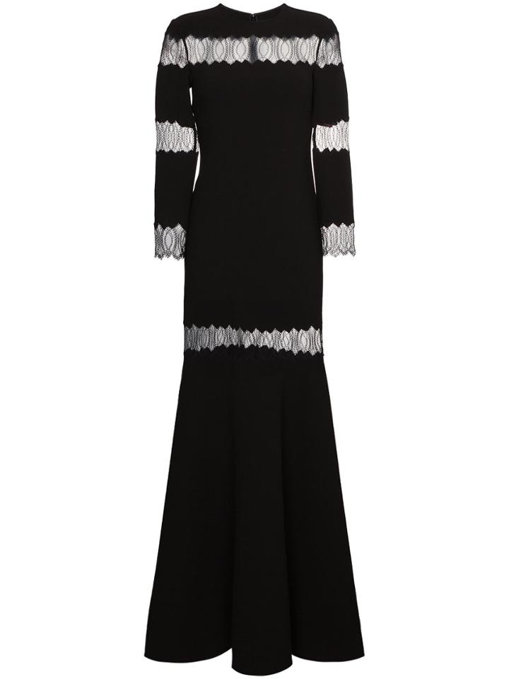 Huishan Zhang Lace Insert Silk Blend Gown - Black