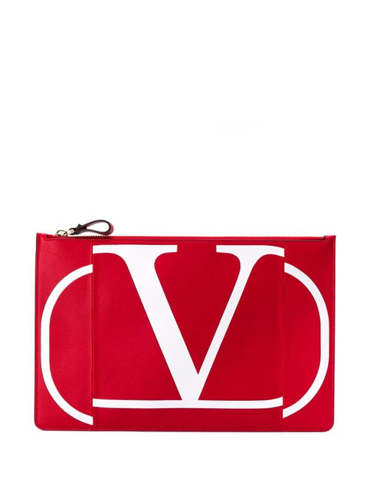 Valentino Valentino Garavani Logo Print Clutch Bag - Red