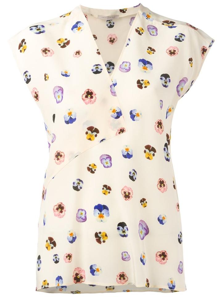 Christopher Kane Ditsy Pansy Print Blouse, Women's, Size: 42, Nude/neutrals, Silk