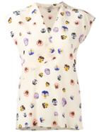 Christopher Kane Ditsy Pansy Print Blouse, Women's, Size: 42, Nude/neutrals, Silk