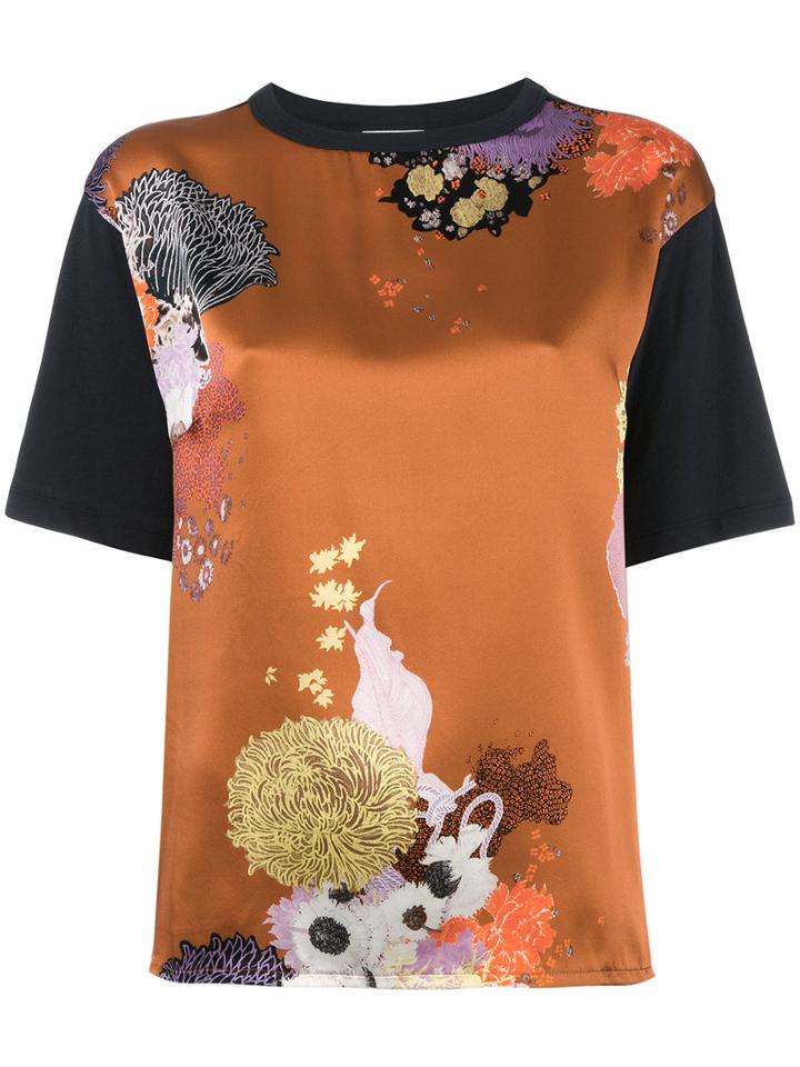 Dries Van Noten Floral Print Blouse, Women's, Size: Large, Brown, Silk/cotton