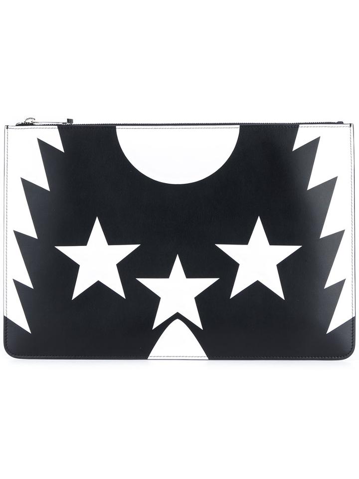 Givenchy - Star Print Clutch - Women - Calf Leather - One Size, Black, Calf Leather