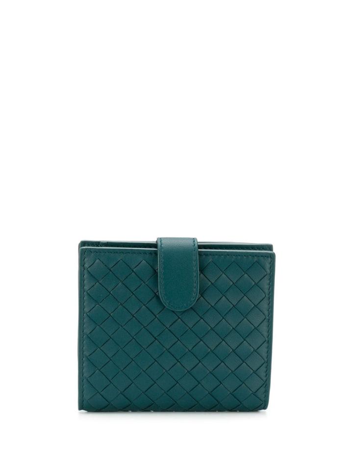 Bottega Veneta Intrecciato Foldover Wallet - Green