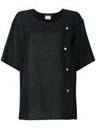 Giorgio Armani Vintage Buttoned Crew Neck T-shirt - Black