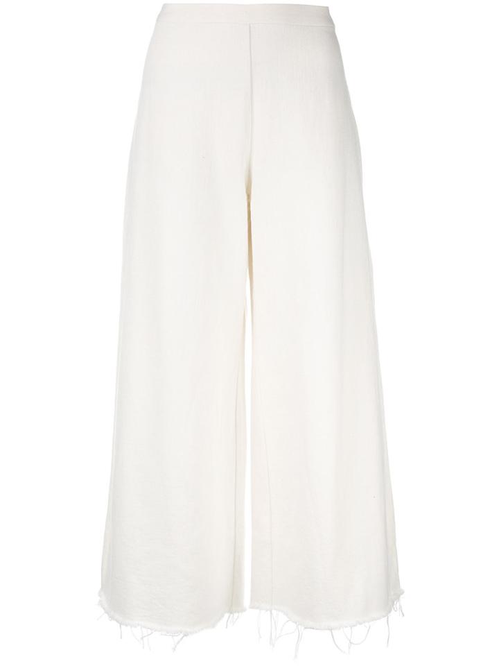 Simon Miller Wide Leg Cropped Trousers, Women's, Size: 6, White, Cotton