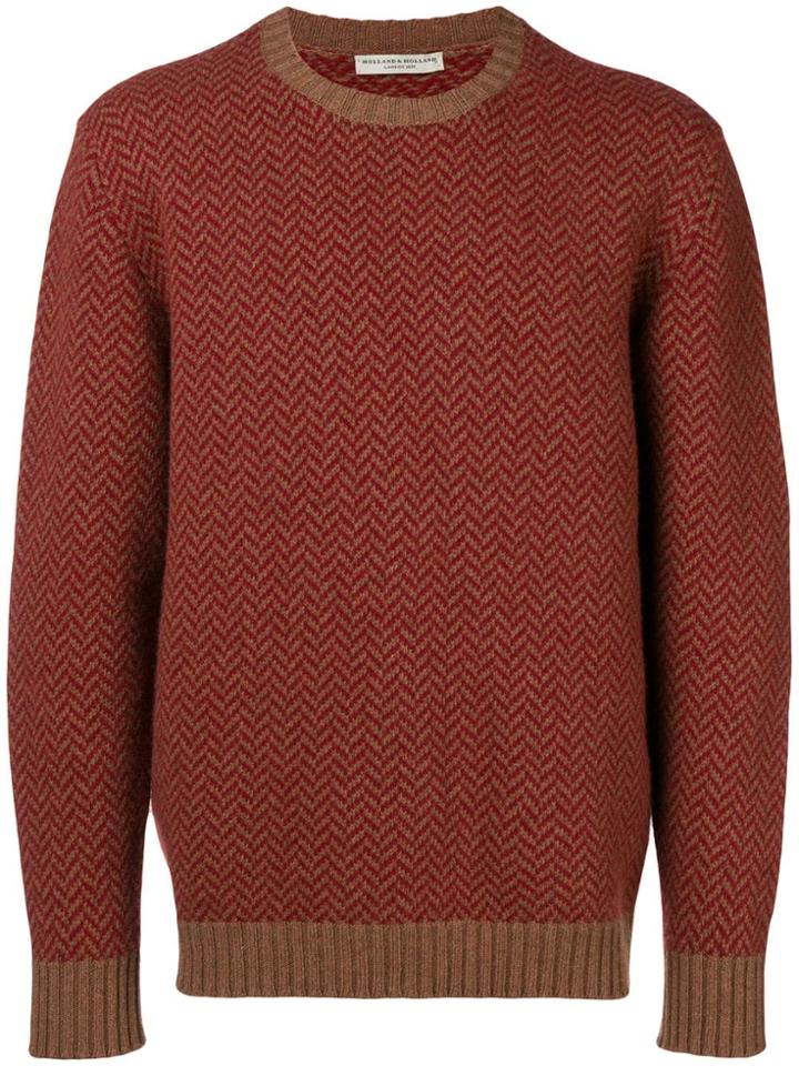 Holland & Holland Zig Zag Pattern Jumper - Red