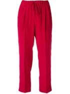 Max Mara Straight Leg Cropped Trousers - Red