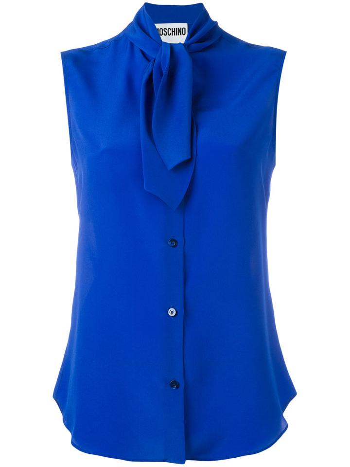 Moschino Sleeveless Neck Tie Blouse, Women's, Size: 40, Blue, Silk