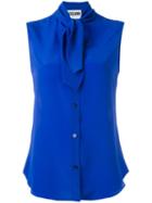 Moschino Sleeveless Neck Tie Blouse, Women's, Size: 40, Blue, Silk