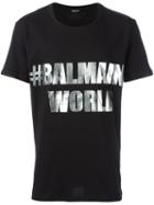 Balmain #balmainworld T-shirt, Men's, Size: Medium, Black, Cotton
