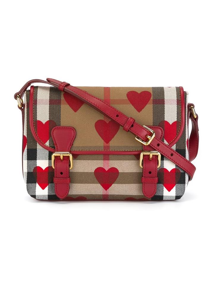 Burberry Kids Heart And House Check Satchel, Girl's, Red
