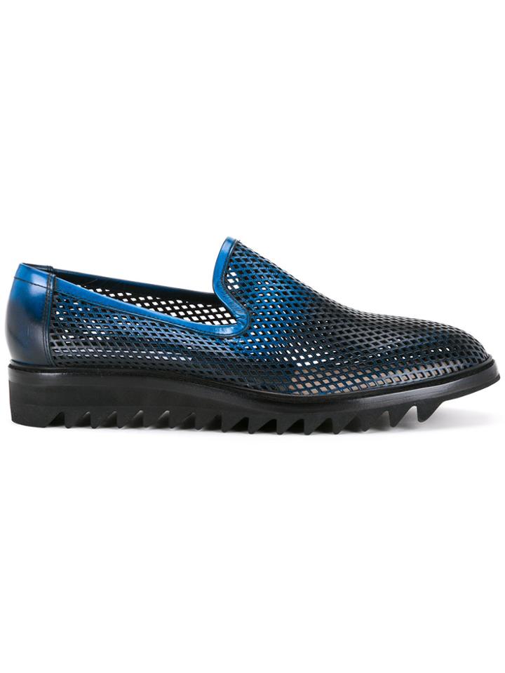 Diego Vanassibara Perforated Detail Loafers - Blue