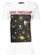 Love Moschino 'st. Spazio' T-shirt, Women's, Size: 40, White, Cotton/spandex/elastane
