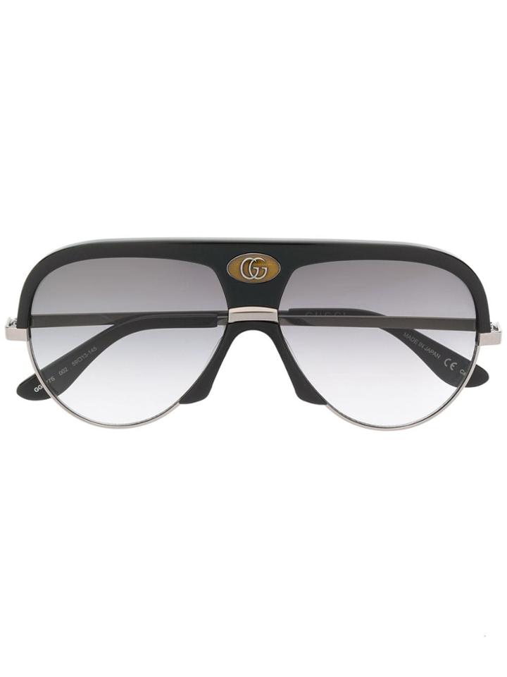 Gucci Eyewear Oversized Aviator Frame Sunglasses - Black