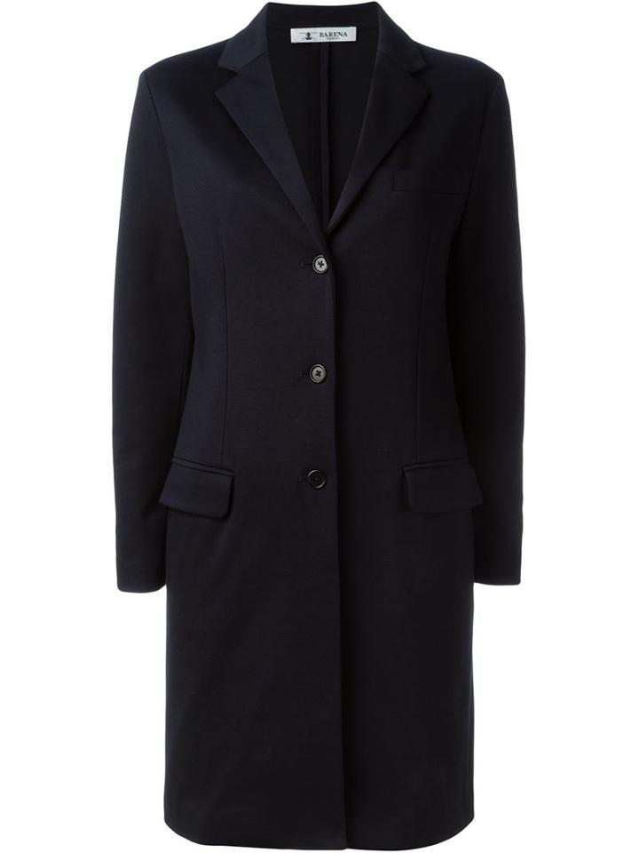 Barena Classic Single Breasted Coat, Women's, Size: 44, Blue, Cotton/acetate/viscose