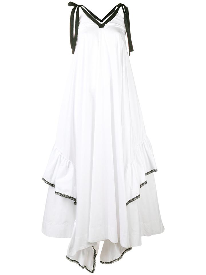 Milla Milla Contrast-trim Flared Maxi Dress - White