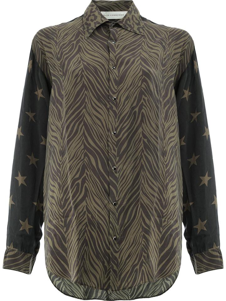 Faith Connexion Print Mix Long Sleeve Shirt - Black