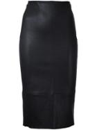 Scanlan Theodore Stretch High Rise Skirt, Women's, Size: 8, Black, Calf Leather