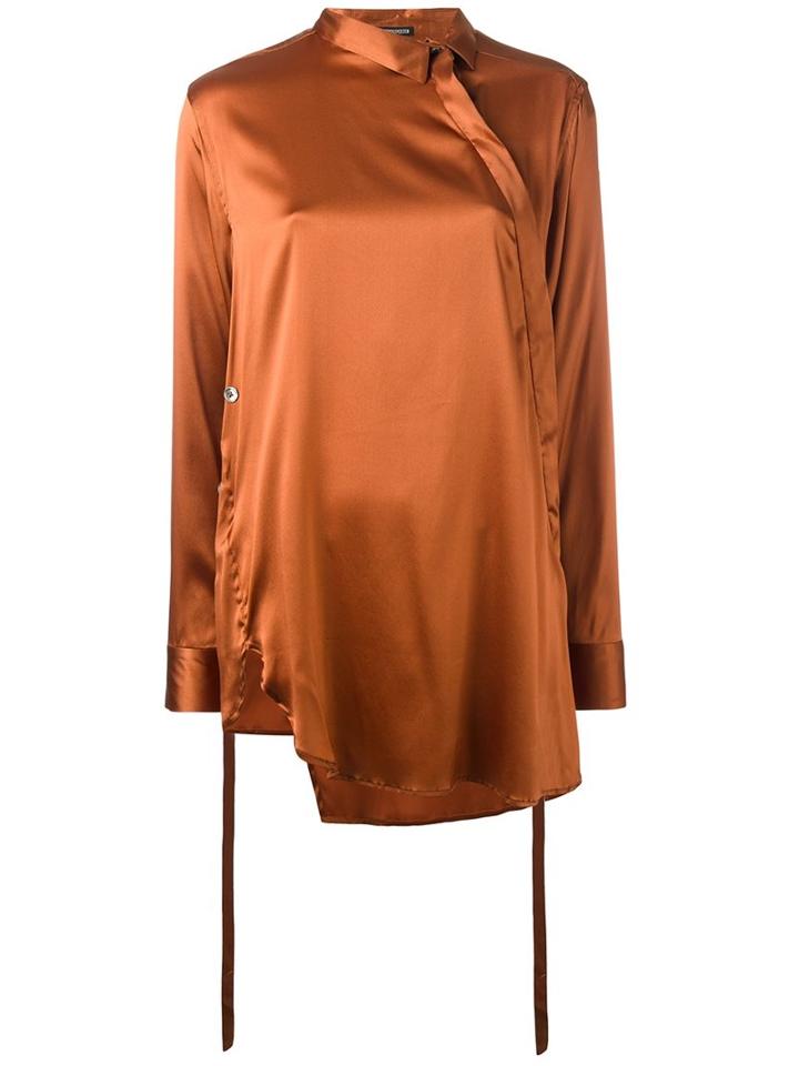 Ann Demeulemeester Side Placket Blouse, Women's, Size: 36, Yellow/orange, Silk/spandex/elastane