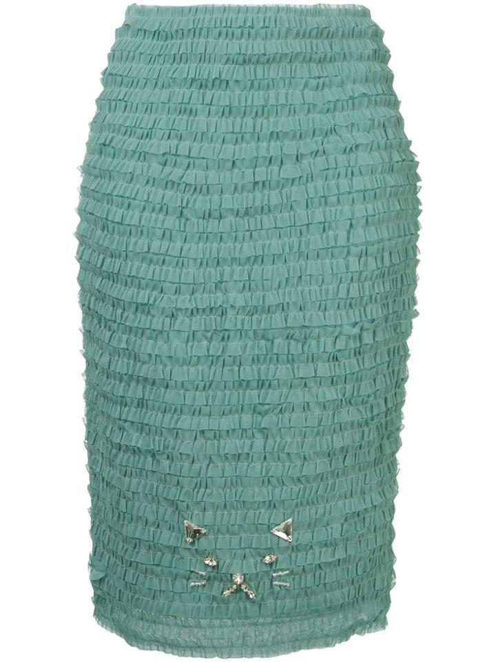 Tu Es Mon Trésor Cat Mesh Frill Skirt - Blue