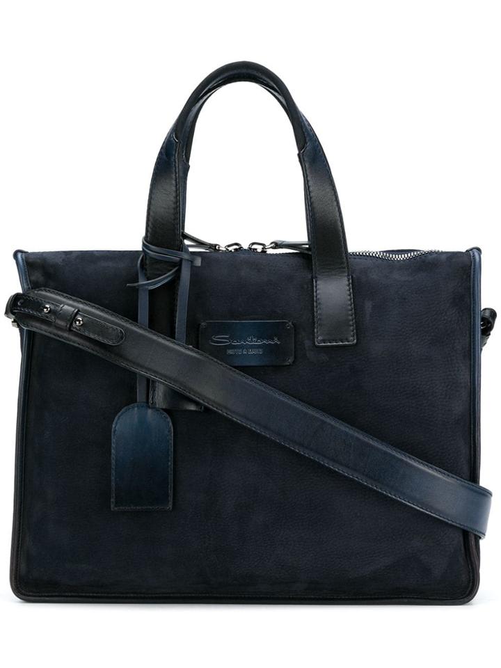 Santoni Top Zip Tote - Blue