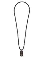 Nialaya Jewelry Beaded Dog Tag Necklace, Men's, Black
