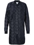 Private Stock Textured Pattern Zip Front Coat - Black