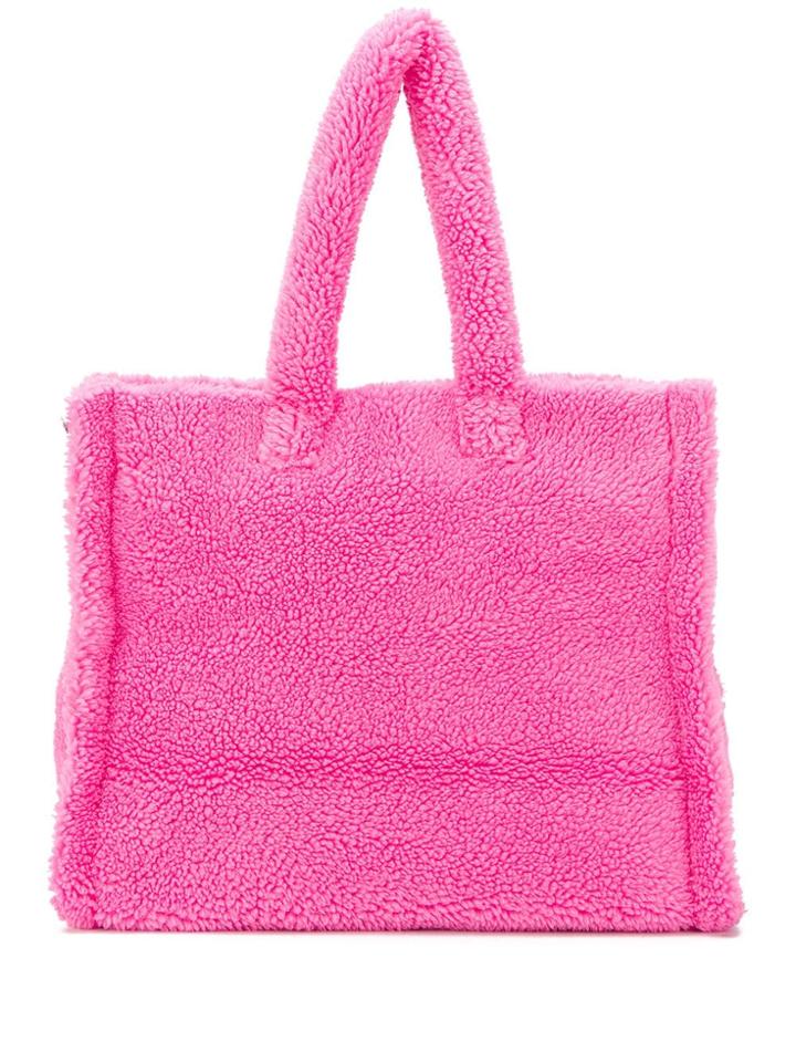 Stand Shearling Tote Bag - Pink
