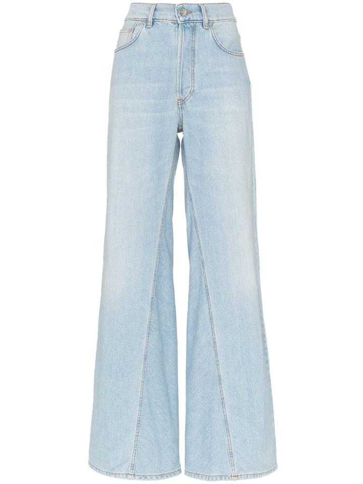Ganni Sheldon Bleached Wide Leg Jeans - Blue
