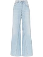 Ganni Sheldon Bleached Wide Leg Jeans - Blue