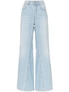 Ganni Sheldon Bleached Wide Leg Jeans - Blue