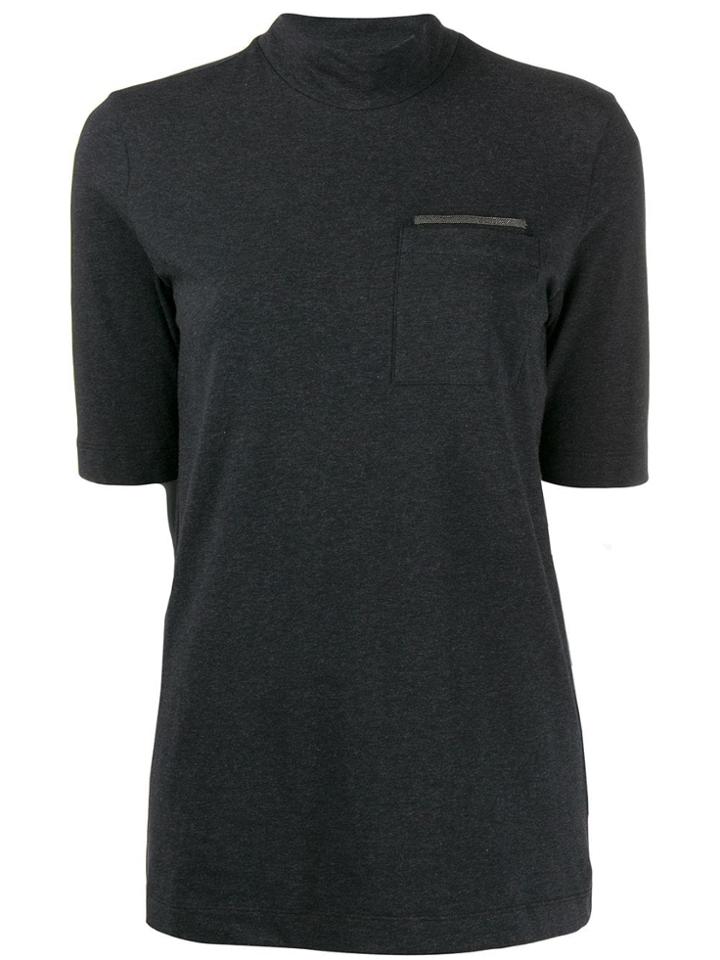 Brunello Cucinelli Roll Neck Top - Grey