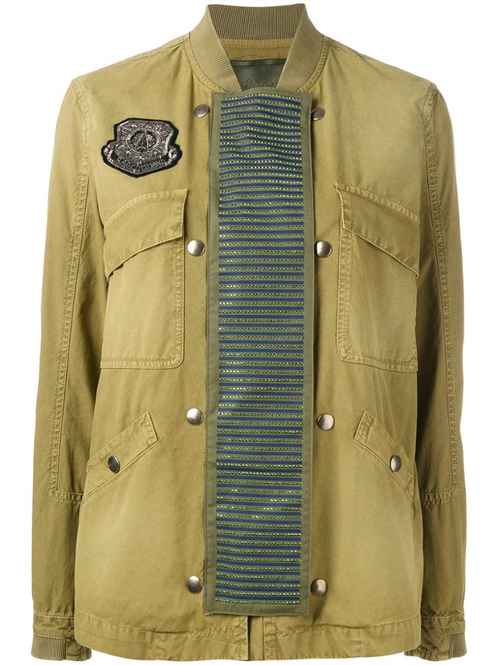 Mr & Mrs Italy Embellished Panel Bomber Jacket - Green