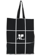 Courrèges Grid Print Tote - Black