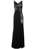 Versace Collection Metallic Detailing Long Dress, Women's, Size: 42, Black, Polyester/viscose