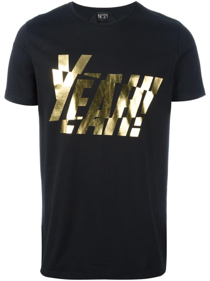 No21 Yeah Print T-shirt, Men's, Size: Small, Black, Cotton