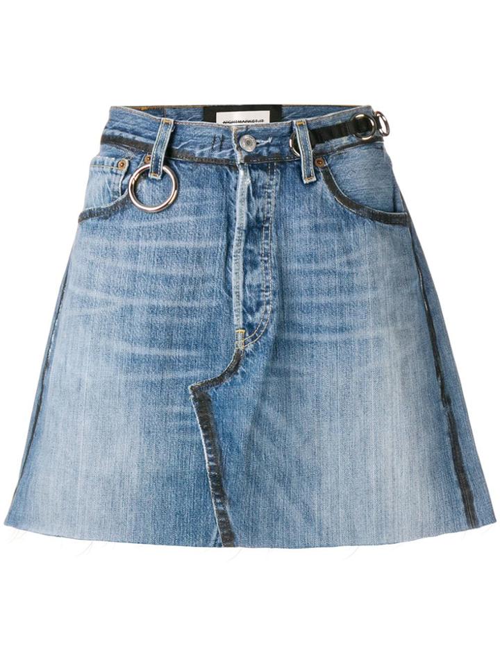Night Market Denim Mini A-line Skirt - Blue