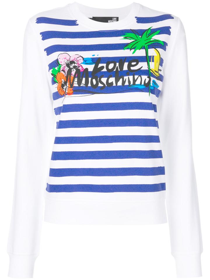 Love Moschino Striped Holiday Sweatshirt - White