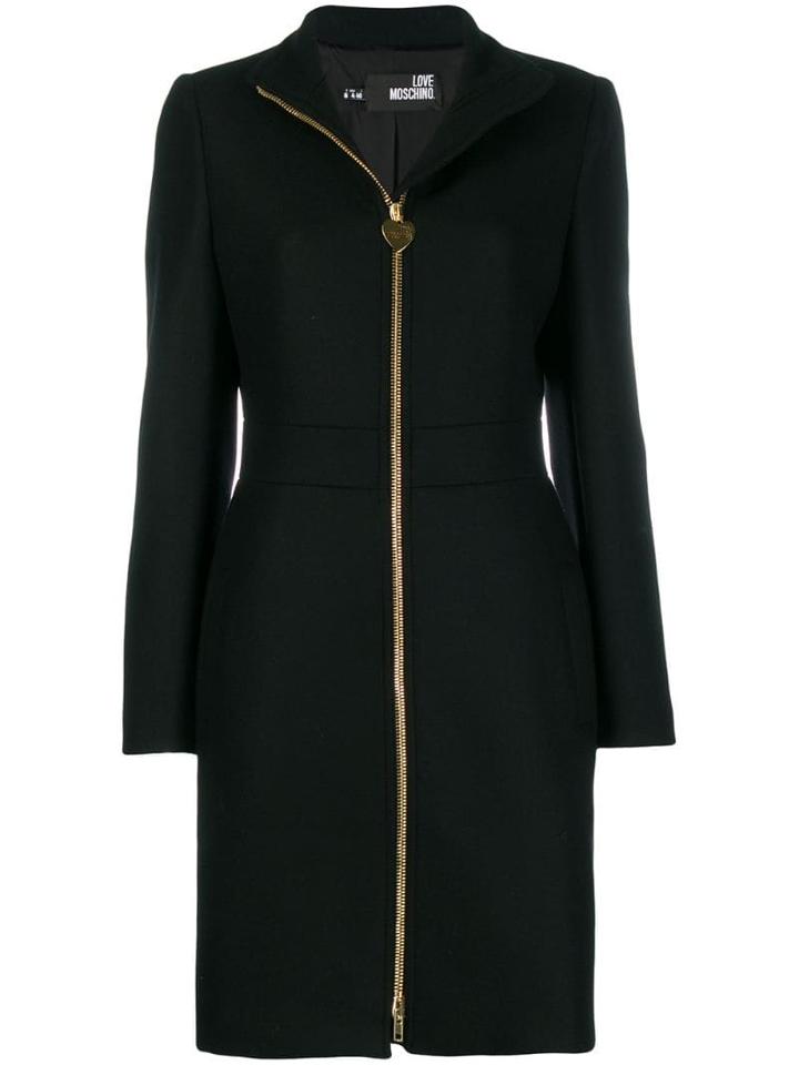 Love Moschino Zipped Wool Midi Coat - Black