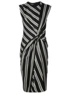 Narciso Rodriguez Stripe Pattern Knot Dress - Black