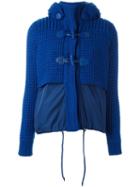 Bark Hooded Knitted Duffle Jacket, Women's, Size: Large, Blue, Polyamide/wool