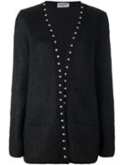 Saint Laurent Studded Long Cardigan, Women's, Size: Medium, Black, Silk/polyamide/crystal/metal