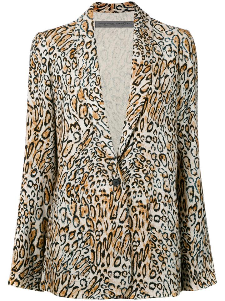 Raquel Allegra - Leopard Print Blazer - Women - Silk - 2, Nude/neutrals, Silk