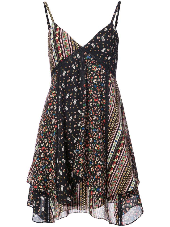 Alice+olivia - Floral Print Flared Dress - Women - Silk/polyester/spandex/elastane - 0, Black, Silk/polyester/spandex/elastane